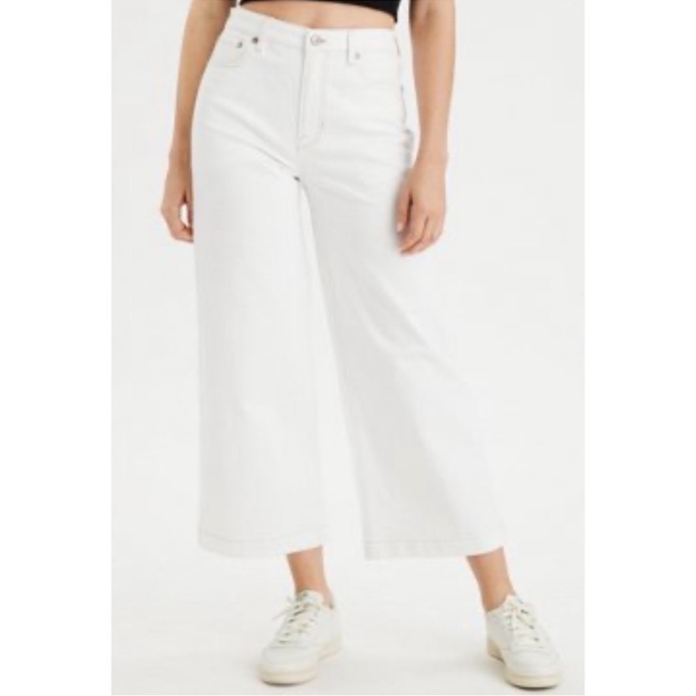 American Eagle AE77 The Wide Crop White Jeans 28